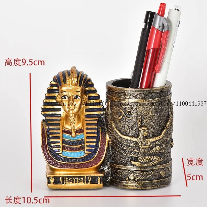 Egyptian Pharaoh Pen Holder – Creative Desktop Organizer, Home Study Decor