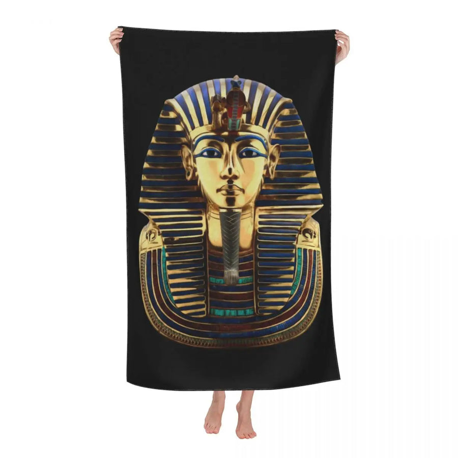Tutankhamun Hieroglyphic Beach Towel – Quick-Dry Egyptian Pharaoh Bath Towel