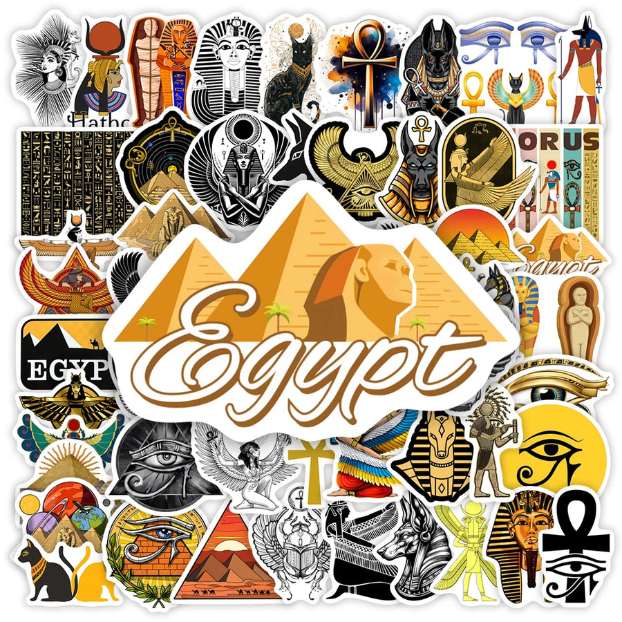 Egyptian Culture Sticker Pack – Pyramids & Pharaohs Waterproof Decals for Scrapbook & Laptop