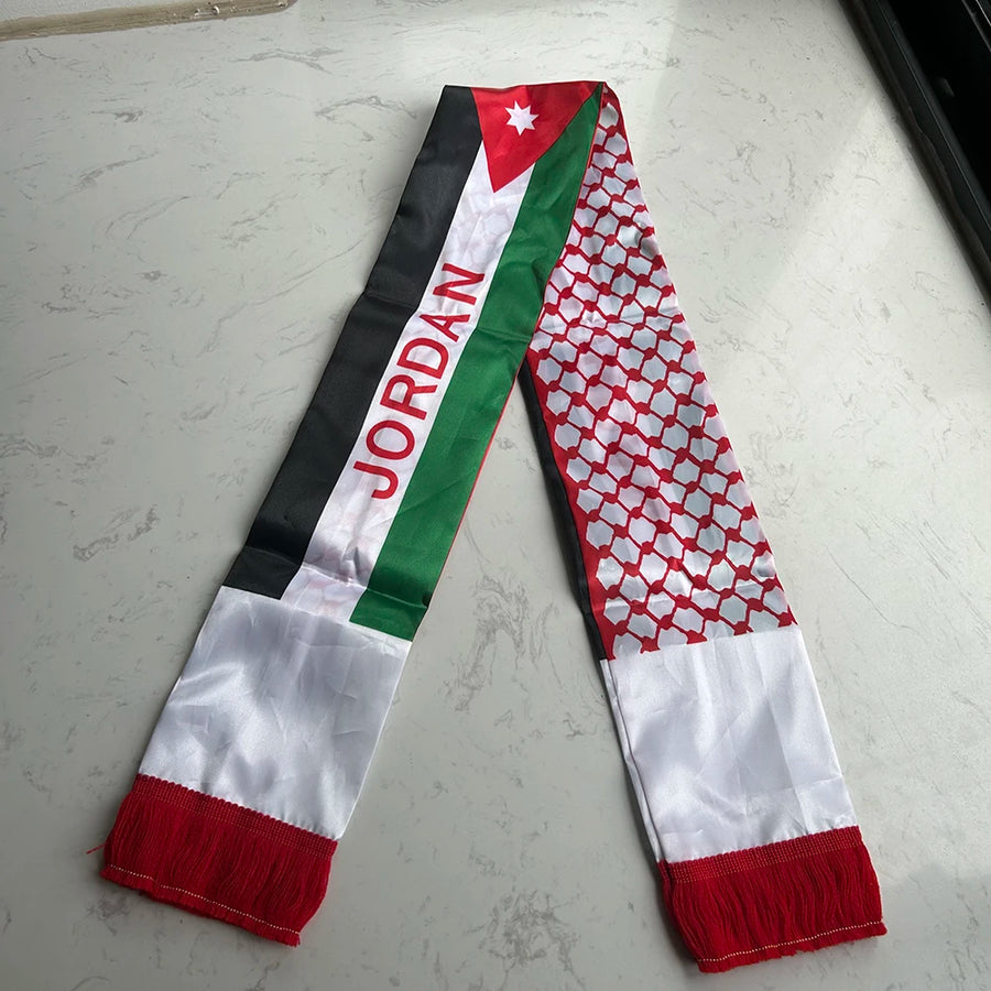 Jordan Flag Satin Scarf – 14×130cm Football Fan Banner, Custom Printed