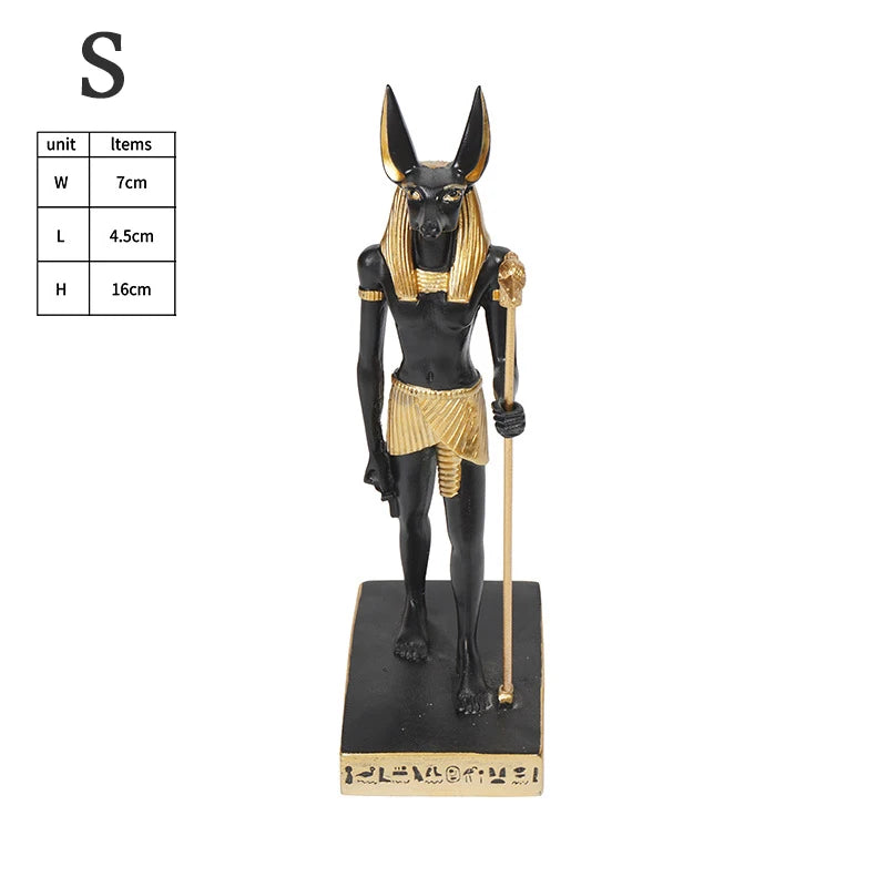 Anubis Resin Sculpture – Egyptian Jackal Guardian & Pyramid Decor