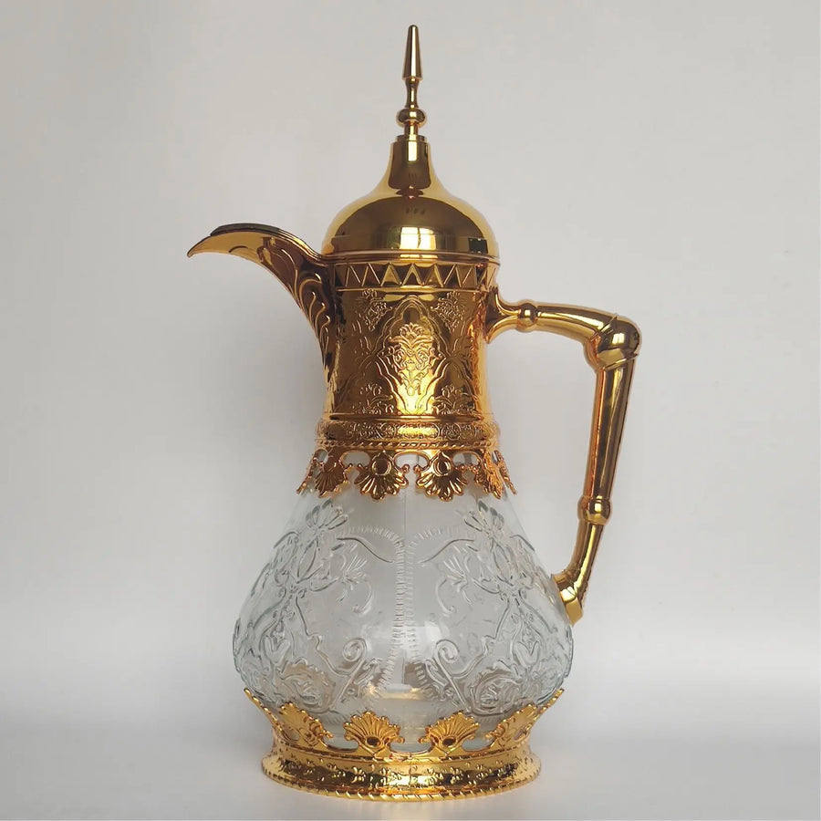 Arabic Glass Water Jug 1600ml – Large Capacity Coffee & Tea Pot with Lid