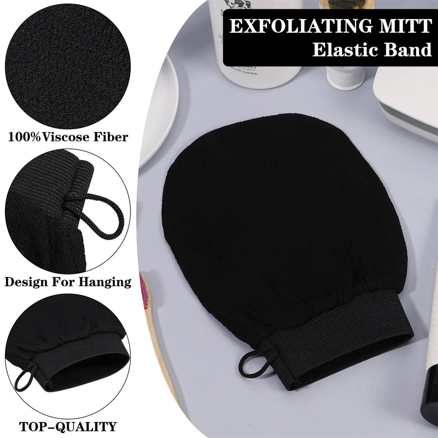 The Hammam Glove – 4-Piece Black Exfoliating Scrub Set