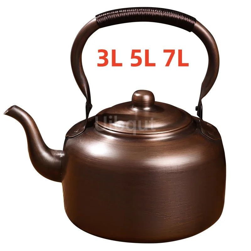 3L Pure Red Copper Boiling Kettle Handmade Vintage Copper Pot Home Teapot For Gas/Induction Cooker Tea Infuser Health Tea Kettle