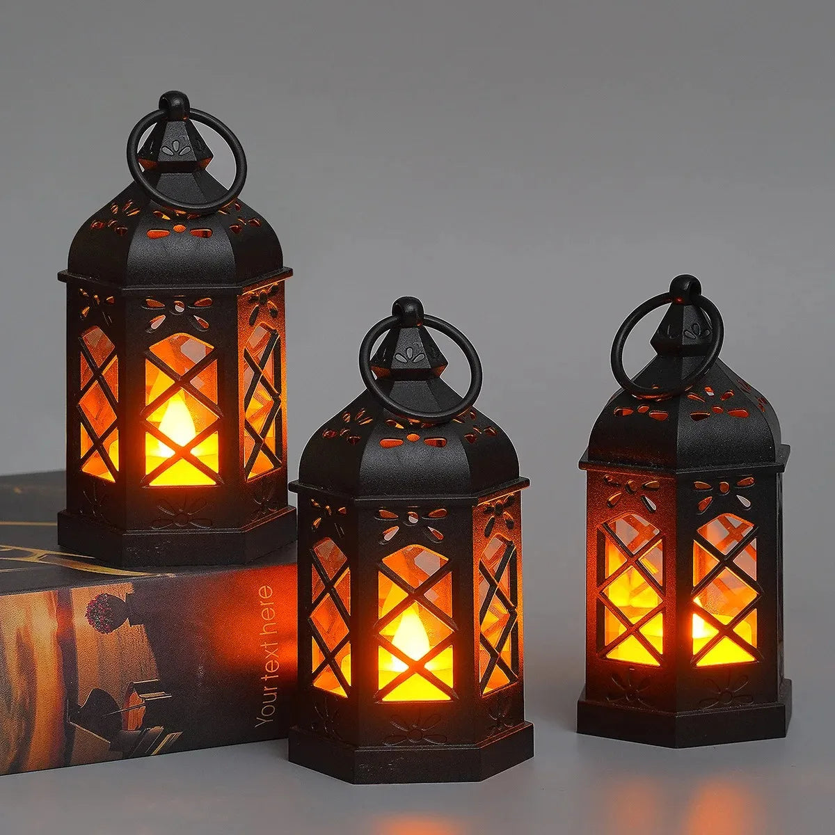 Retro Desktop Lamp Atmosphere Decoration Creative Gift Hexagonal Wind Candle Led Wind Lamp Portable Small Horse Lamp.