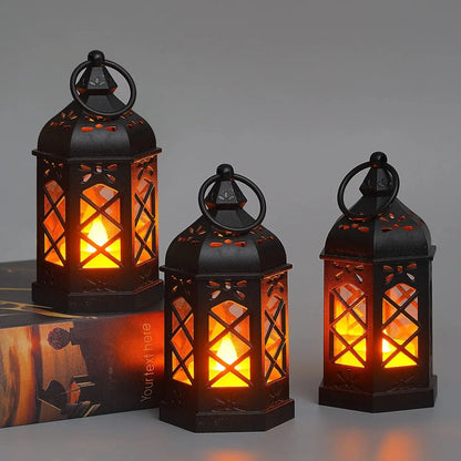 Retro Desktop Lamp Atmosphere Decoration Creative Gift Hexagonal Wind Candle Led Wind Lamp Portable Small Horse Lamp.
