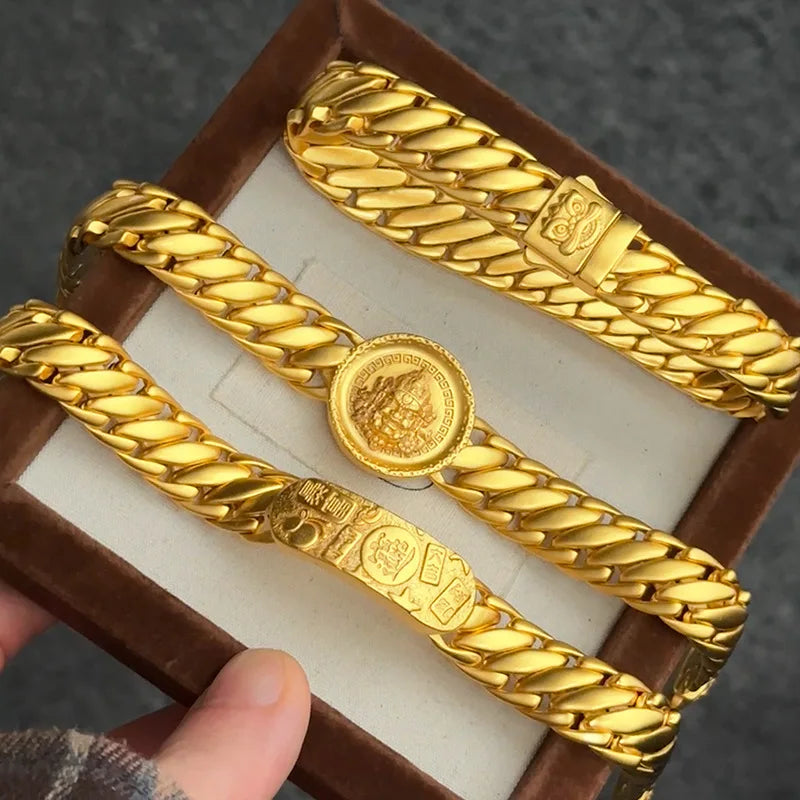 Luxury 24K 9999 Pure Gold real gold Jiyan Brand Men's and Women's Bracelet