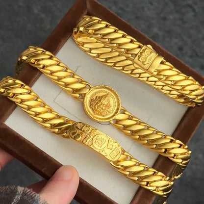 Luxury 24K 9999 Pure Gold real gold Jiyan Brand Men's and Women's Bracelet