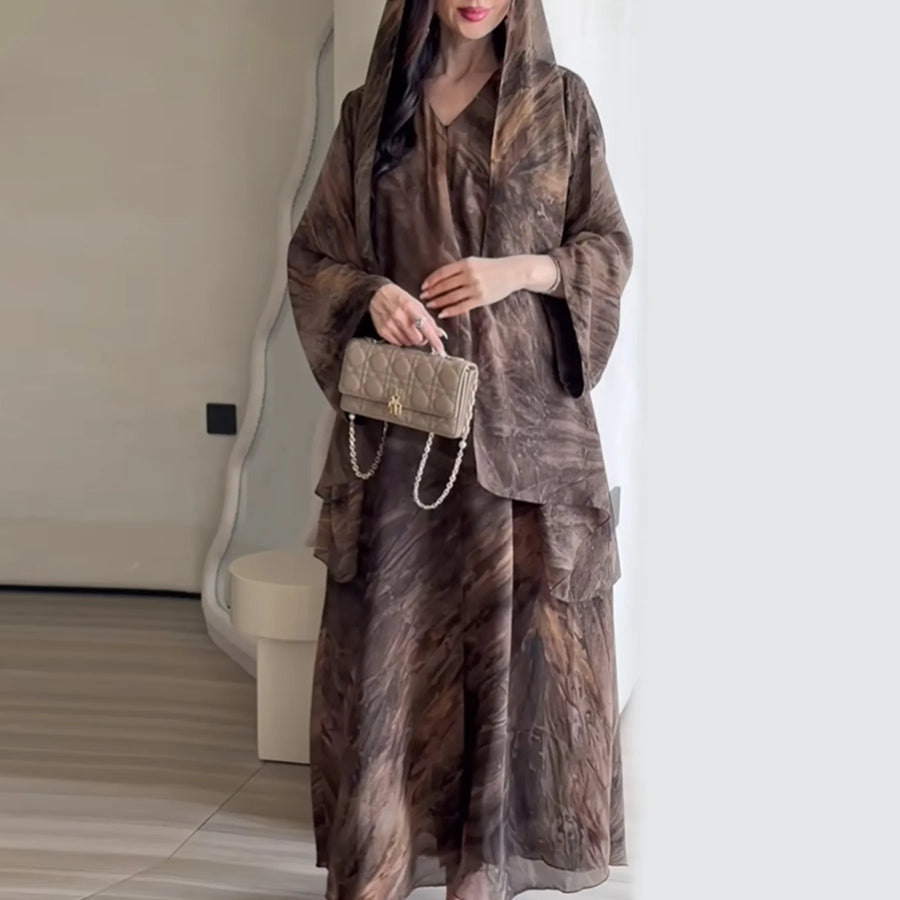 Tie-Dye Summer – The Front Open Abaya with Scarf for the Muslim Woman in America