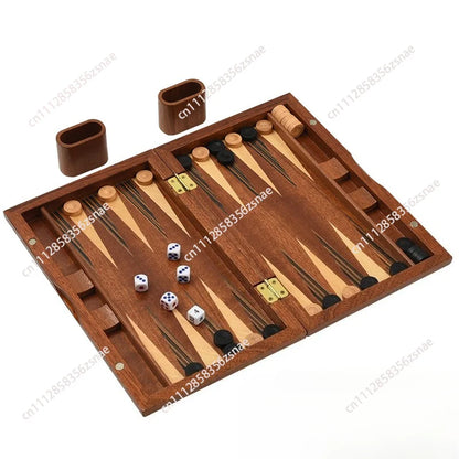 Solid wood veneer refined backgammon set, various sizes mahogany chess sets, business gift table, leisure puzzle chess and cards
