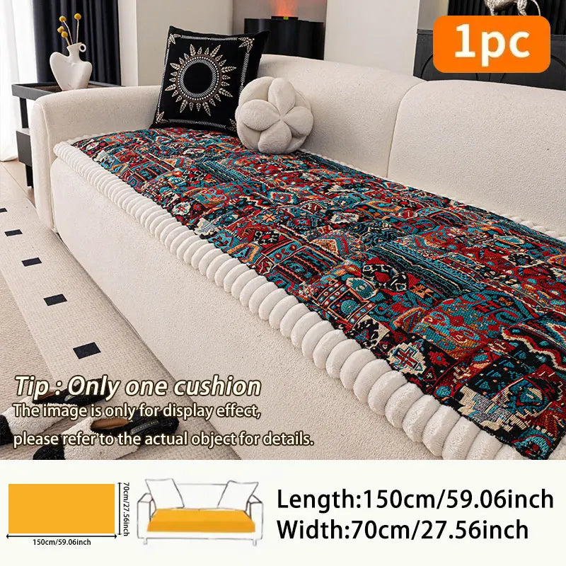 1PC-Autumn and winter thick Bohemian style anti slip sofa cushion 2025 new simple and high-end ethnic style cushion