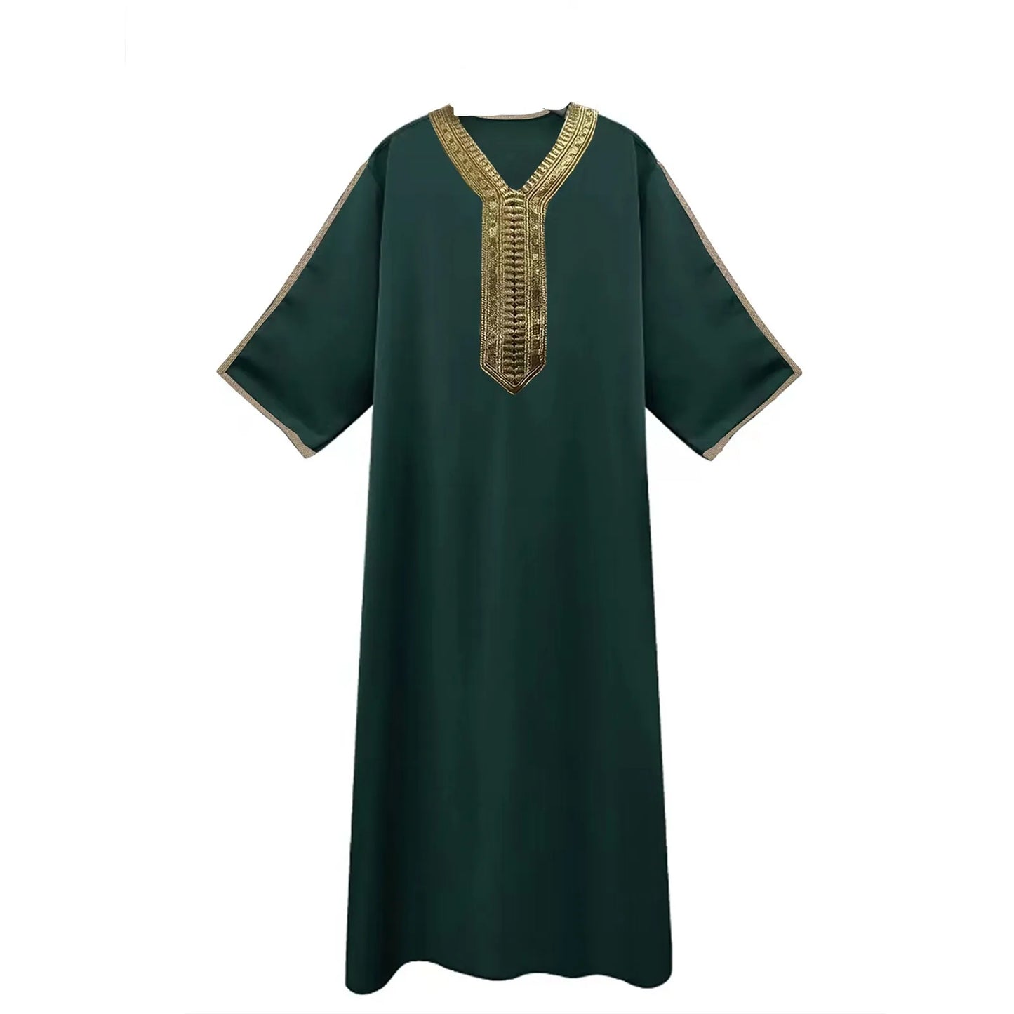 Men's Muslim Robe Arab Middle Robe Long Sleeve Embroidered Long Shirt Prayer Simple Loose Clothing
