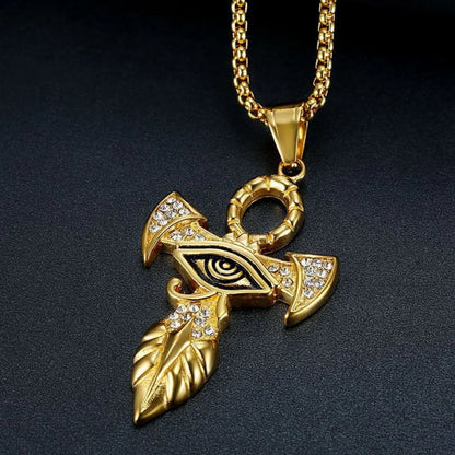Gold Ankh Cross Pendant – Stainless Steel Key of Life Necklace for Men & Women