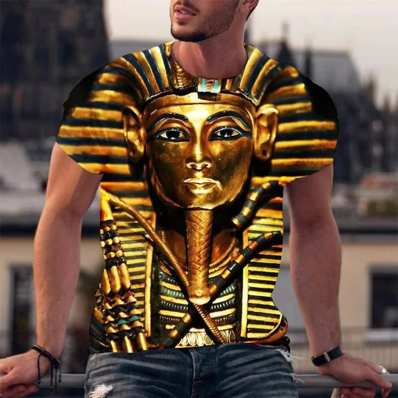 Pharaoh 3D T-Shirt – Unisex Egyptian Graphic Tee, Summer Oversized Streetwear