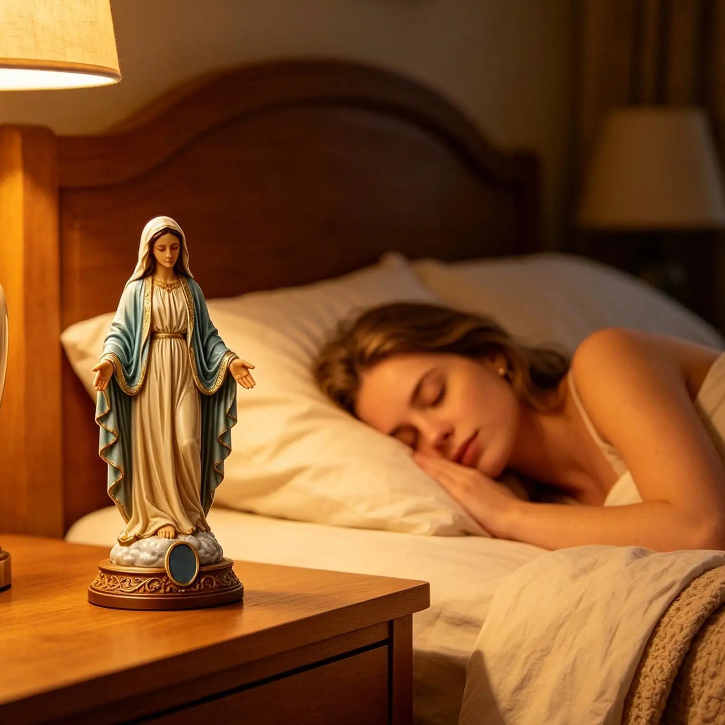 8 Inch Jesus Heart Virgin Mary Figurines Blessed Mother Statues Collectible Figurines Religious Desk Decor For Bedroom