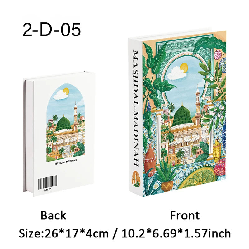Islamic Kaaba Eid Mosque Luxury Decorative Books Storage Box Fake Book Interior Decoration Coffee Table Ornament Bedroom Decor