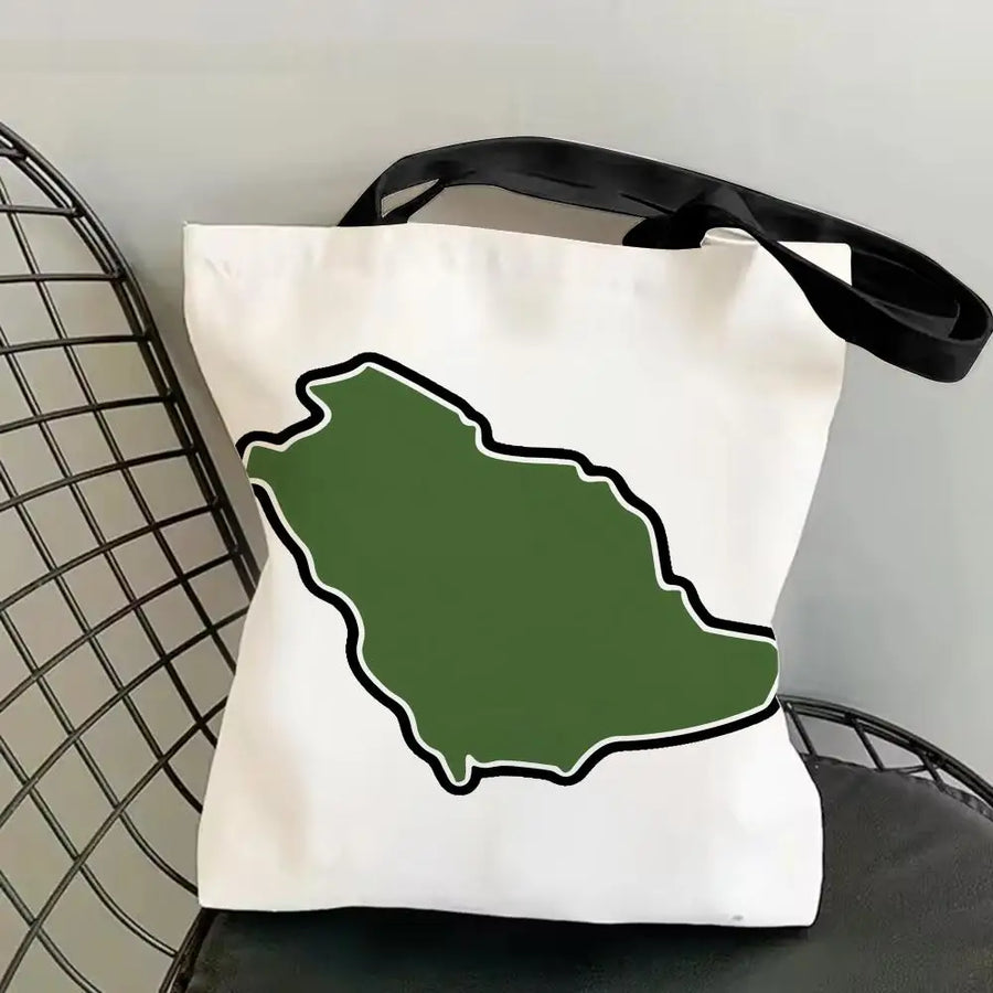 The Olive Map – Double-Sided Arabic Calligraphy Canvas Shoulder Tote