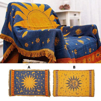 Retro Plaid Winter Cotton Linen Woven Line Blanket Sofa Towel Knit Thickened Warm Pad Mat Bohemian Boho Throw Travel Bedspread