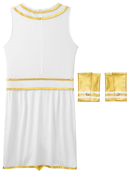 Pharaoh & Spartan Robe Costume – Men's Egyptian God Cosplay with Cuffs