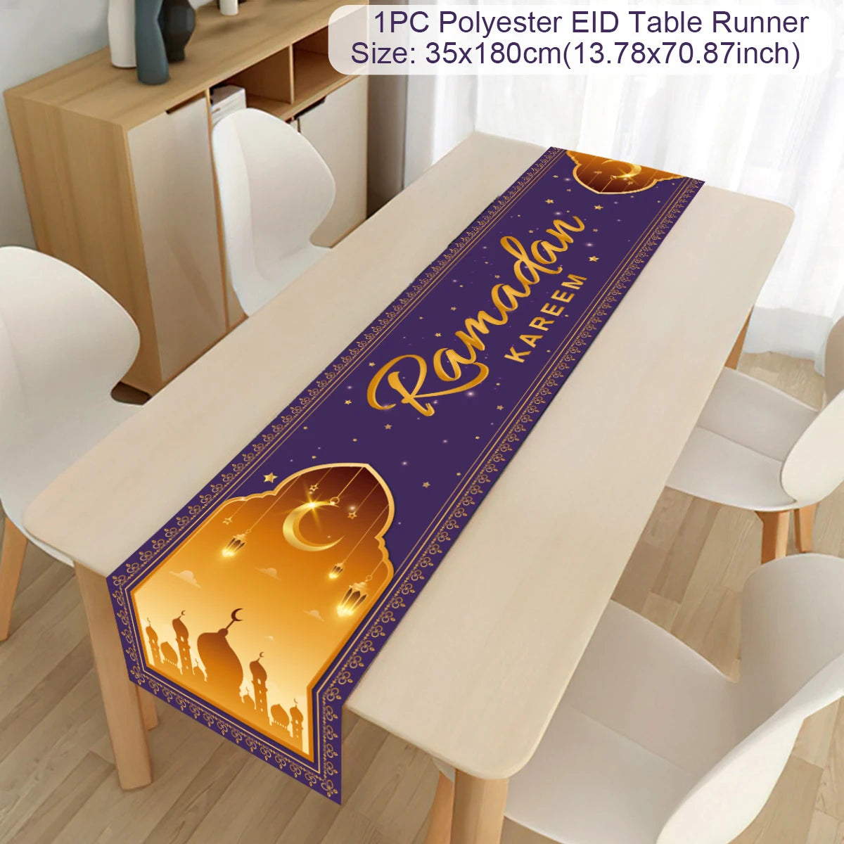 EID Mubarak Decoration Table Runner Ramadan Decor 2024 For Home Tablecloth Ramadan Kareem Islamic Muslim Party Eid Al-Fitr Gifts