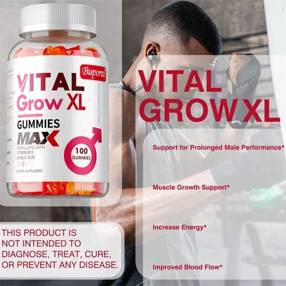 Vital Grow XL Male Gummies - Improve Energy, Endurance, Enhance Male Vitality and Energy, Promote Muscle Growth and Recovery