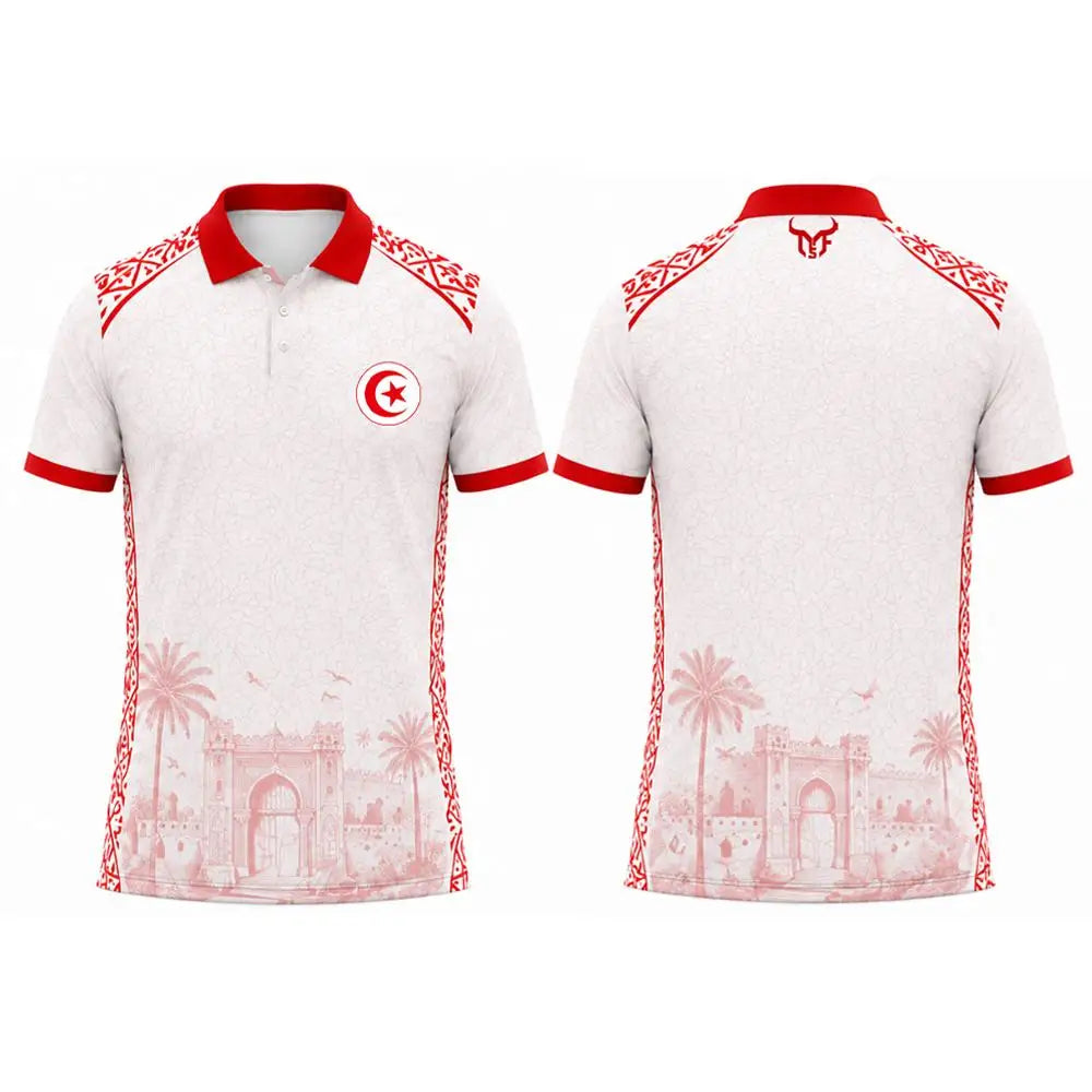Tunisia Flag & Cityscape Polo – Unisex Breathable Short Sleeve Top