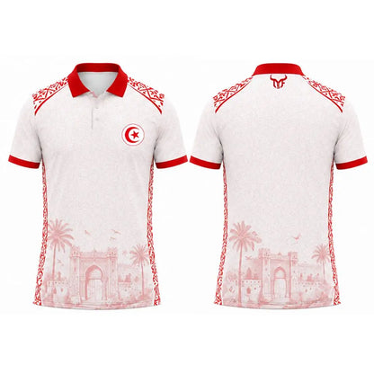 Tunisia Flag & Cityscape Polo – Unisex Breathable Short Sleeve Top