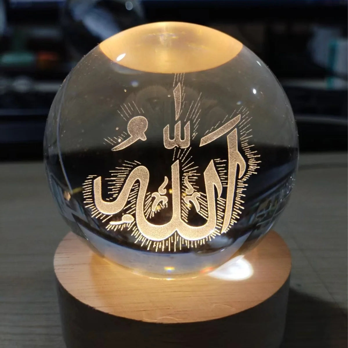 Ramadan Decoration 3D Crystall Ball Night Light Mosque Castle Moon Glowing Ornament Muslim Islam Party Decor Ramadan Kareem Gift