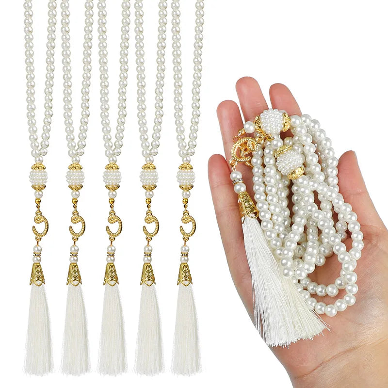 5-20Pcs Muslim Prayer Beads Islamic 99 Pearls Charm Bracelets with Tassel 2026 Eid Mubarak Ramadan Festival Gift Home Decoration