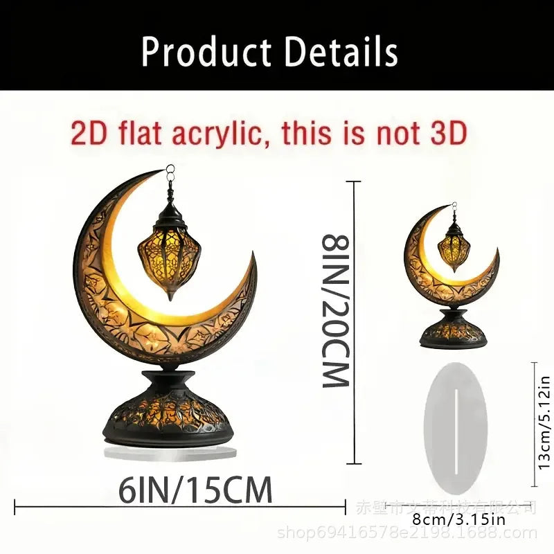 Elegant Crescent Moon and Lantern Tabletop Decoration Celebrating Islamic Ramadan and Eid Al Fitr, Home and Kitchen Decoration