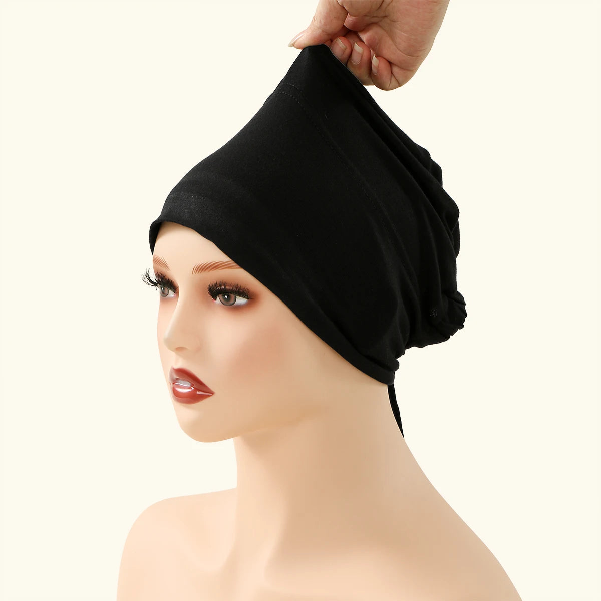 New Muslim Women Non-Slip Hijab Caps Undercap Solid Color Elastic Band Beanie Hat Adjustable Bonnet Hat Inner Cap Bandana Turban