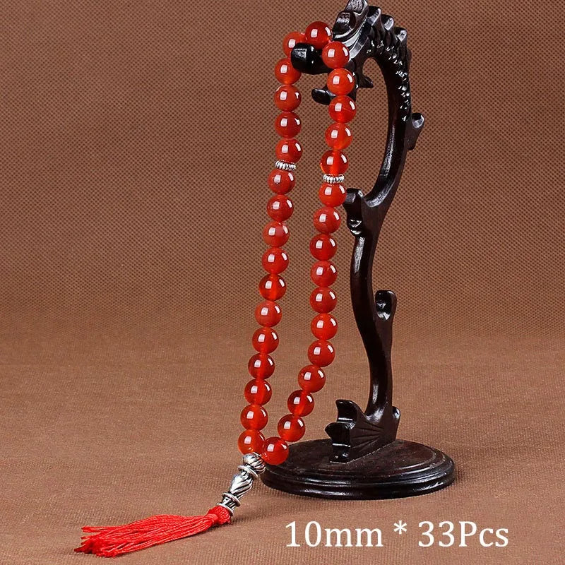 10mm Green Malachite Stone Bracelets Tassel Pendant 33 Prayer Beads Islamic Muslim Tasbih Allah Mohammed Rosary For Women Men