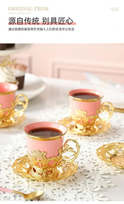 Gilded Finjan – Golden Border Turkish Coffee Cups with Saucers