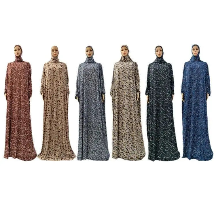 Middle East Prayer Burqa Dress Women Muslim Islamic Full Cover Overhead  Abaya Worship Robe Hooded Gown Vestdios Random