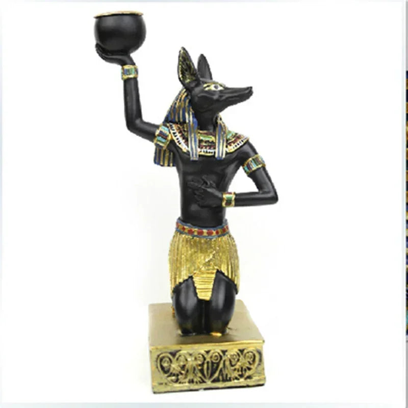 Egyptian Sphinx & Anubis Candleholder – Resin Candlestick, Retro Home Decor