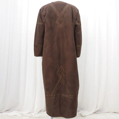 Wholesale Men's Scalp Abaya Men Winter Fur Thicken Suede Men's Robe Cardigan Bisht Muslim Coat Fleece Warm Islam Clothing