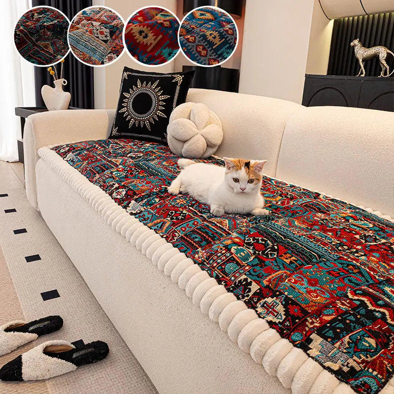 1PC-Autumn and winter thick Bohemian style anti slip sofa cushion 2025 new simple and high-end ethnic style cushion