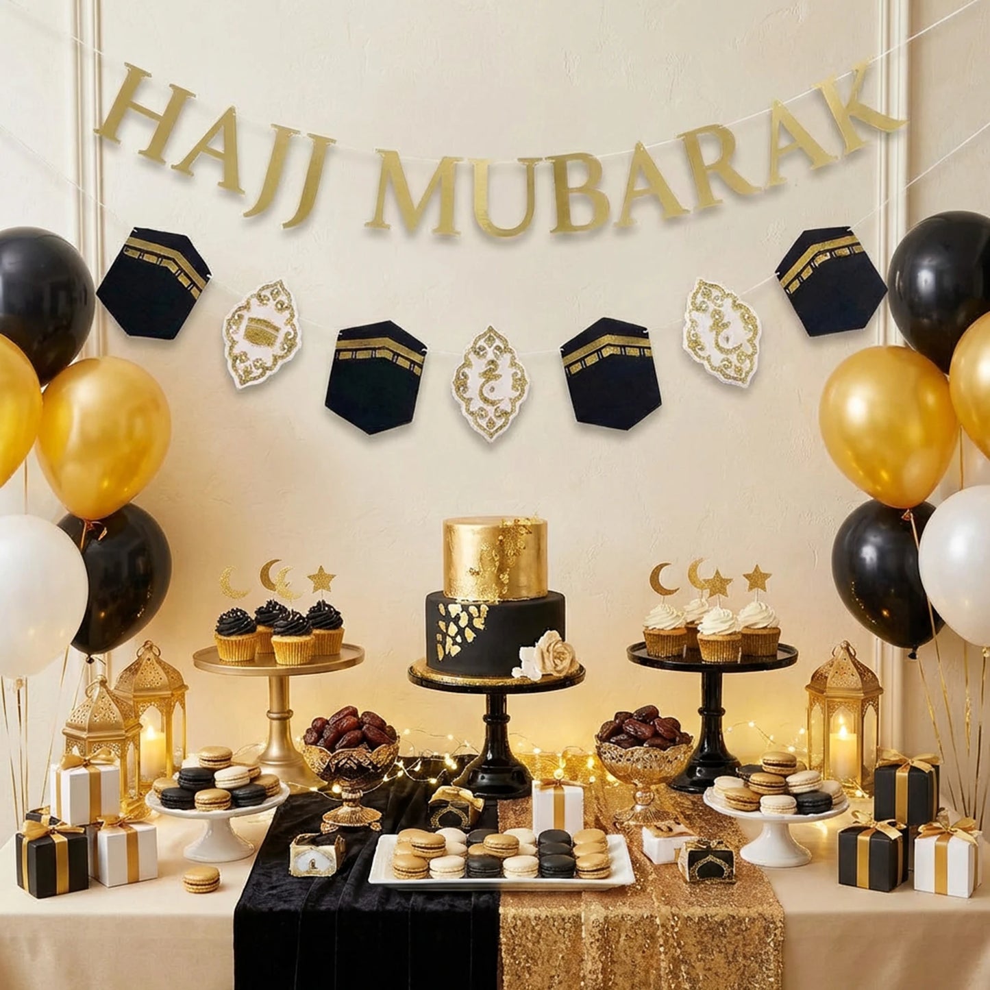 1Pcs Eid Al Adha Hajj Mubarak Commemorative Banner for Holiday Party Decoration Muslim Festive Supplies