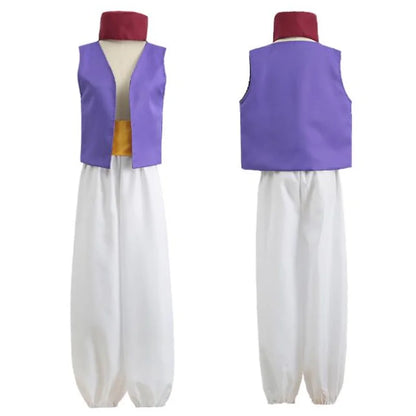 Anime Adult Aladdin Prince Costume Arabian Nights Cosplay with Belt and Hat for Halloween Party Performance God's Lamp Party Cos