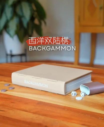 Foldable Book-Shaped Backgammon Board Game | Portable Travel Size | Premium Decor & Gift Idea