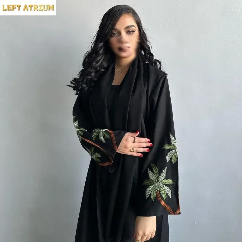 Black Leaves – Embroidered Abaya for the Muslim Woman