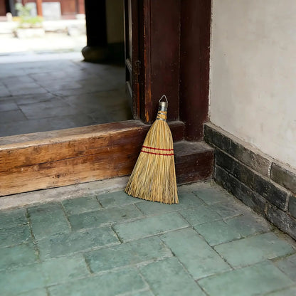 12 Inch Corn Broom Mini Whisk, Natural Straw with Metal Hang for Outdoor Porch Driveway Halloween Decor