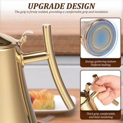 304 stainless steel 2L induction cooker kettle ergonomic handle with detachable filter store restaurant office hot water kettle