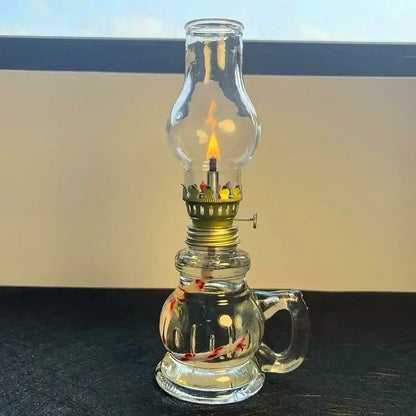 Retro Glass Oil Lamp – Windproof Kerosene Lantern, Vintage Home & Wedding Decor