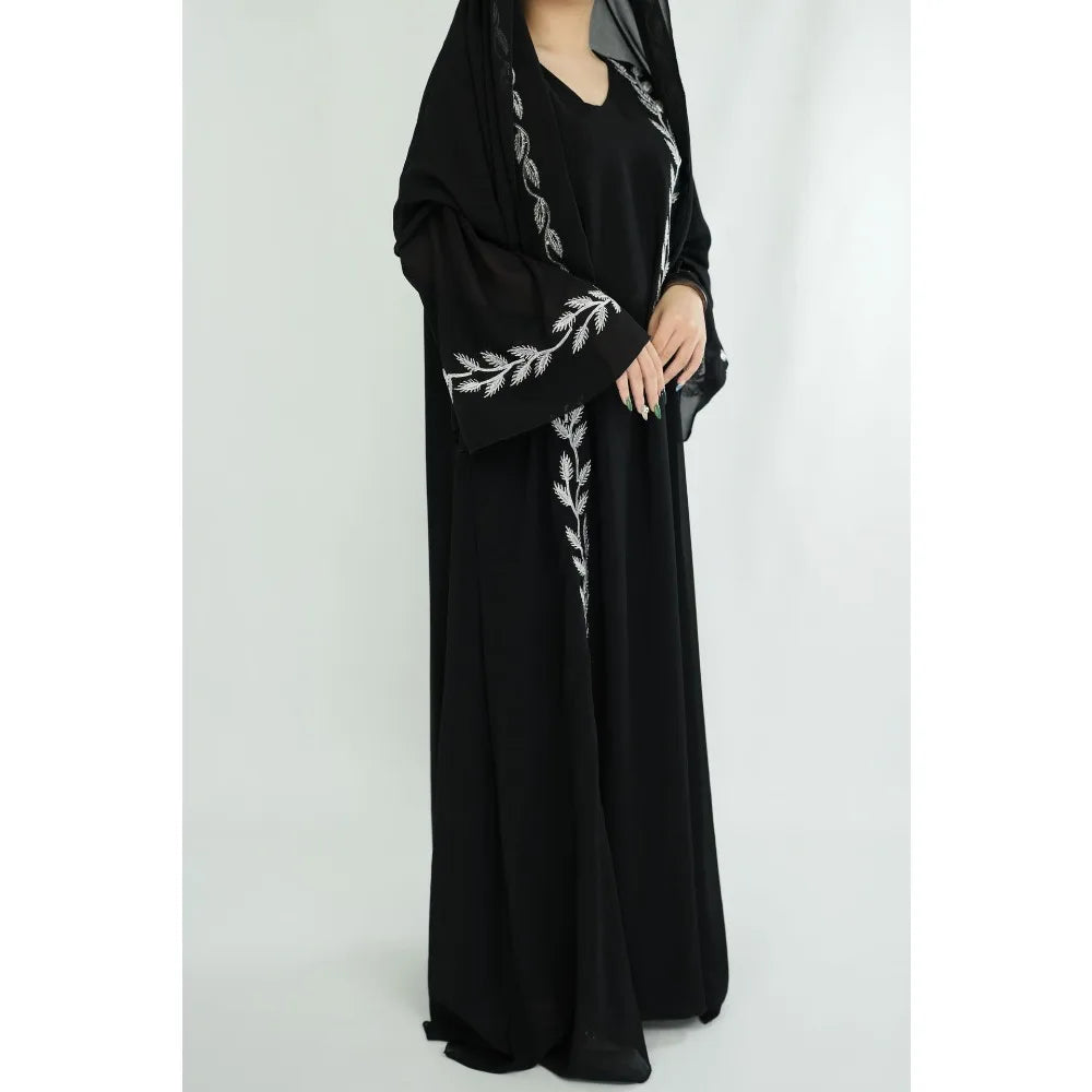 The Eid Set – 2-Piece Embroidered Abaya with Scarf for the Muslim Woman