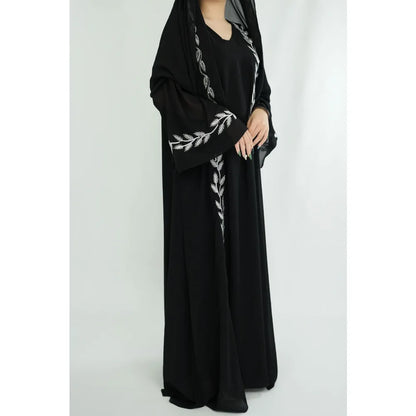 The Eid Set – 2-Piece Embroidered Abaya with Scarf for the Muslim Woman