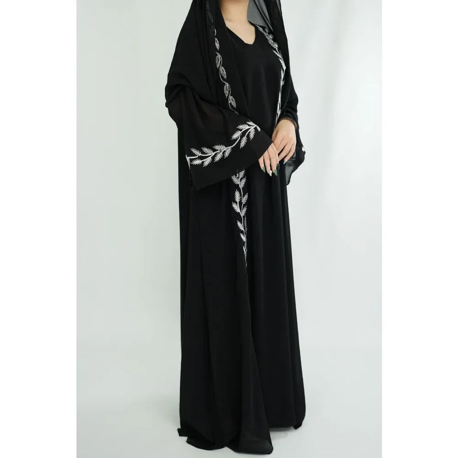 The Eid Set – 2-Piece Embroidered Abaya with Scarf for the Muslim Woman