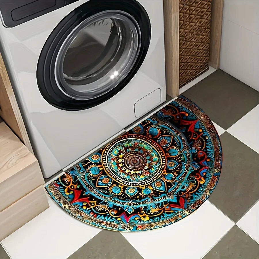 The Mandala Threshold – Bohemian Semi-Circular Entrance Mat