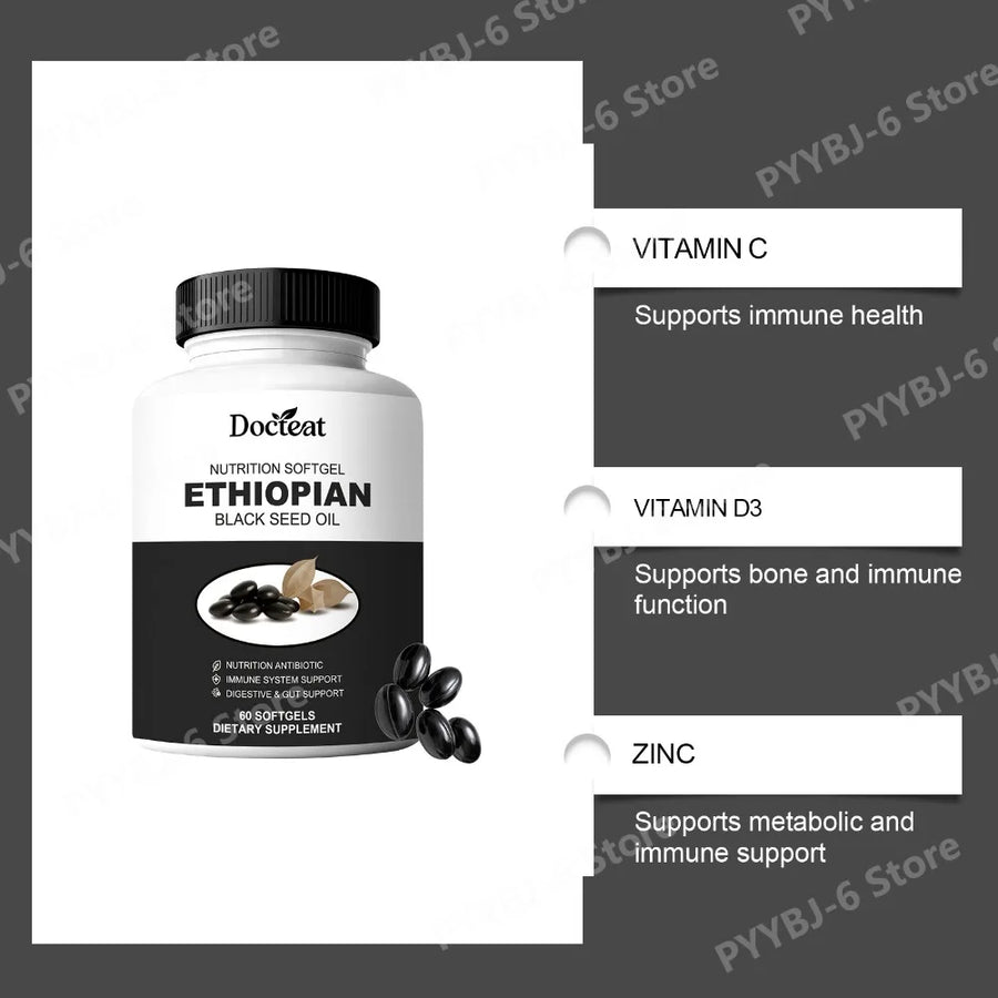 The Black Seed Shield – Immune Support Softgels with Turmeric & Ginger (60 Count)