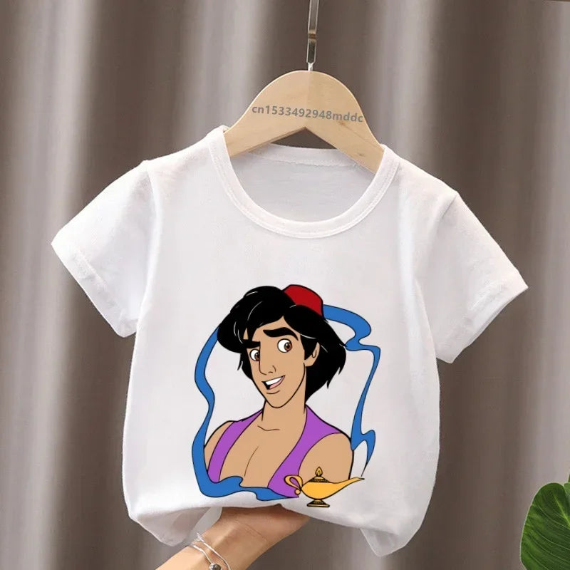 Hot Sale Aladdin Jasmine Princess Print Cartoon Kids T-Shirts Girls Clothes Baby Boys Short Sleeve T shirt Summer Children Topsr